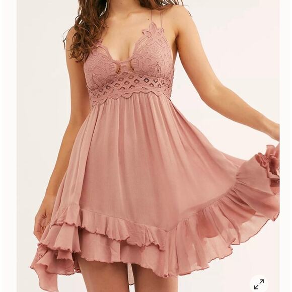 Free People Intimately Adella Slip Dress Rose Mini XS - Picture 2 of 12